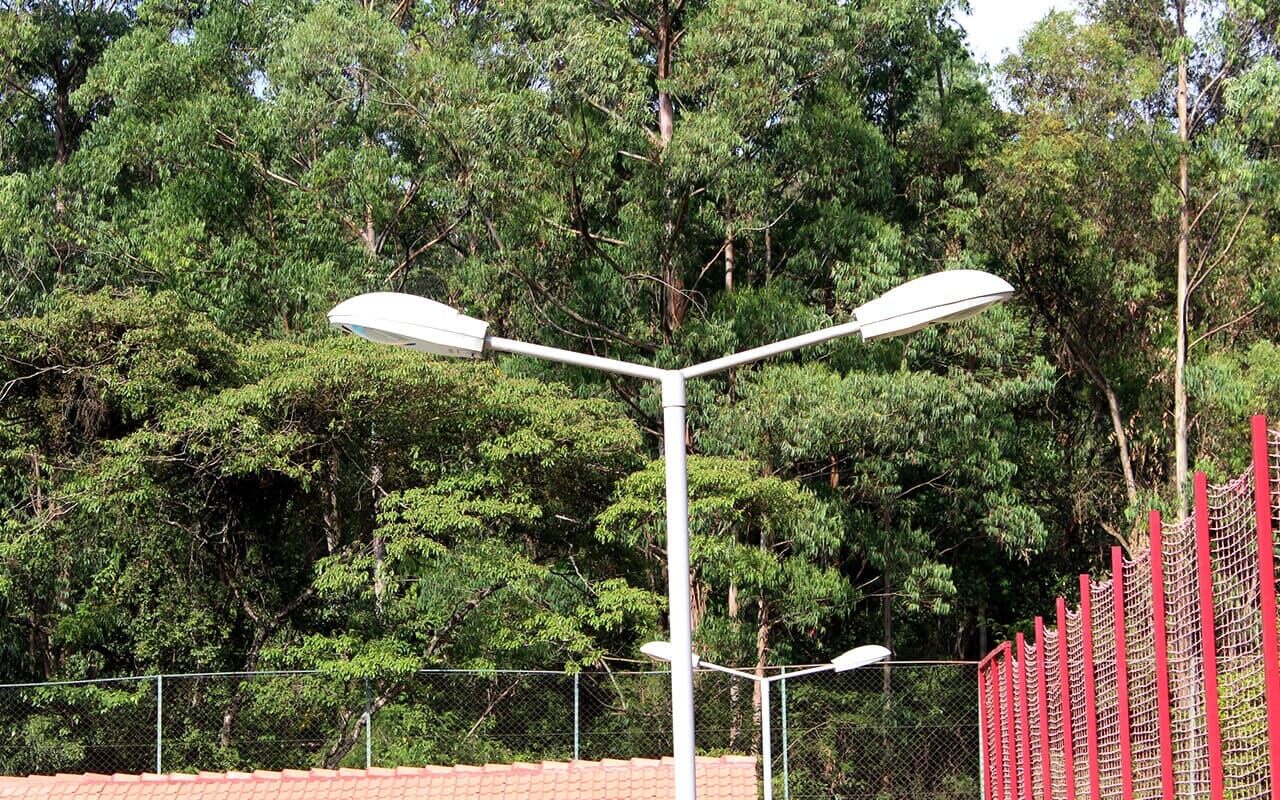 Outdoor street lights beside trees